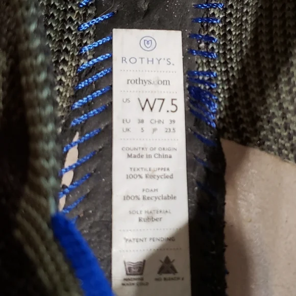 Rothy's Camo Pointed Flats with Blue Trim and Orange Heel Accent - Picture 5 of 6